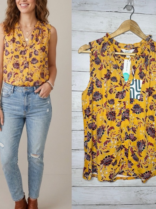 Market & Spruce Tops - Stitch Fix Market & Spruce Orlee Mixed Material Sleeveless Top Tank size large